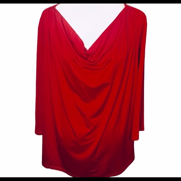 Design History red top with drape neckline size 3X - Picture 3 of 6